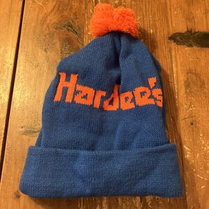 VTG Hardee’s Restaurant Logo Worker Employee Winter Beanie Pom Hat Made In USA